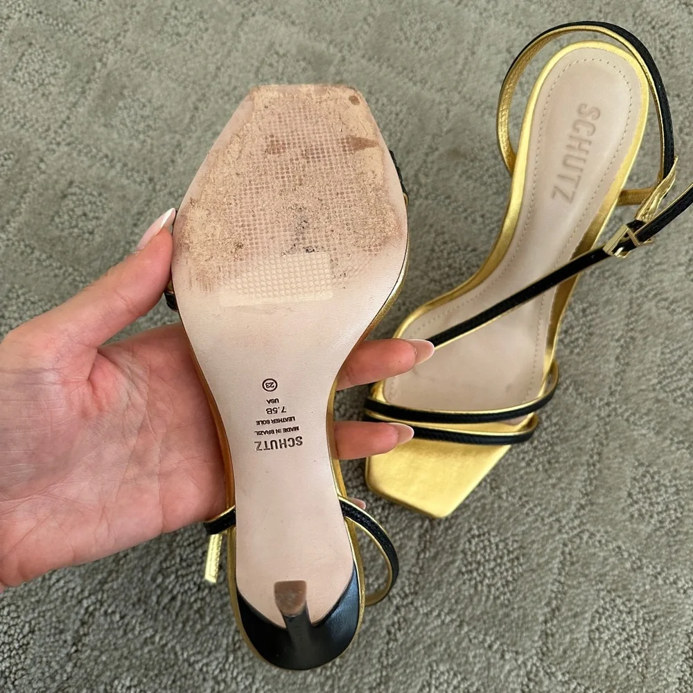 Metallic gold and black Luna Sandal by Schutz - Picture 5 of 5